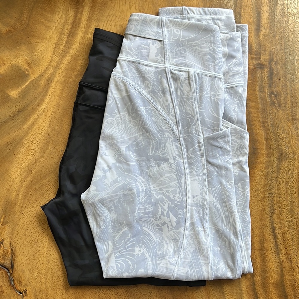 Sz. 8 Lululemon bundle with two pairs of printed leggings.